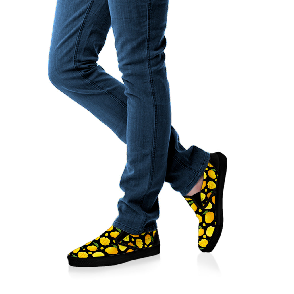 Mango Pattern Print Black Slip On Shoes
