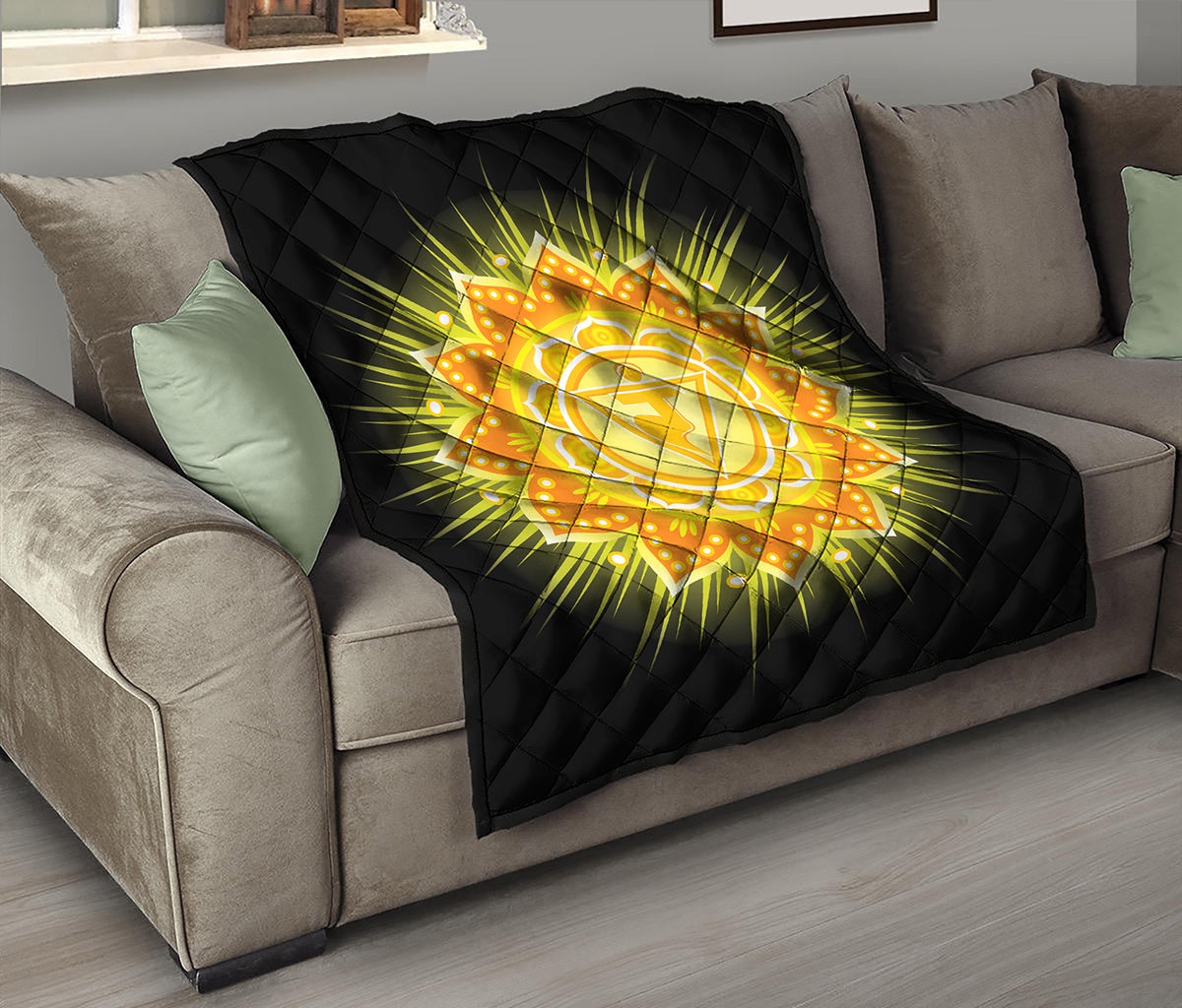 Manipura Chakra Mandala Print Quilt