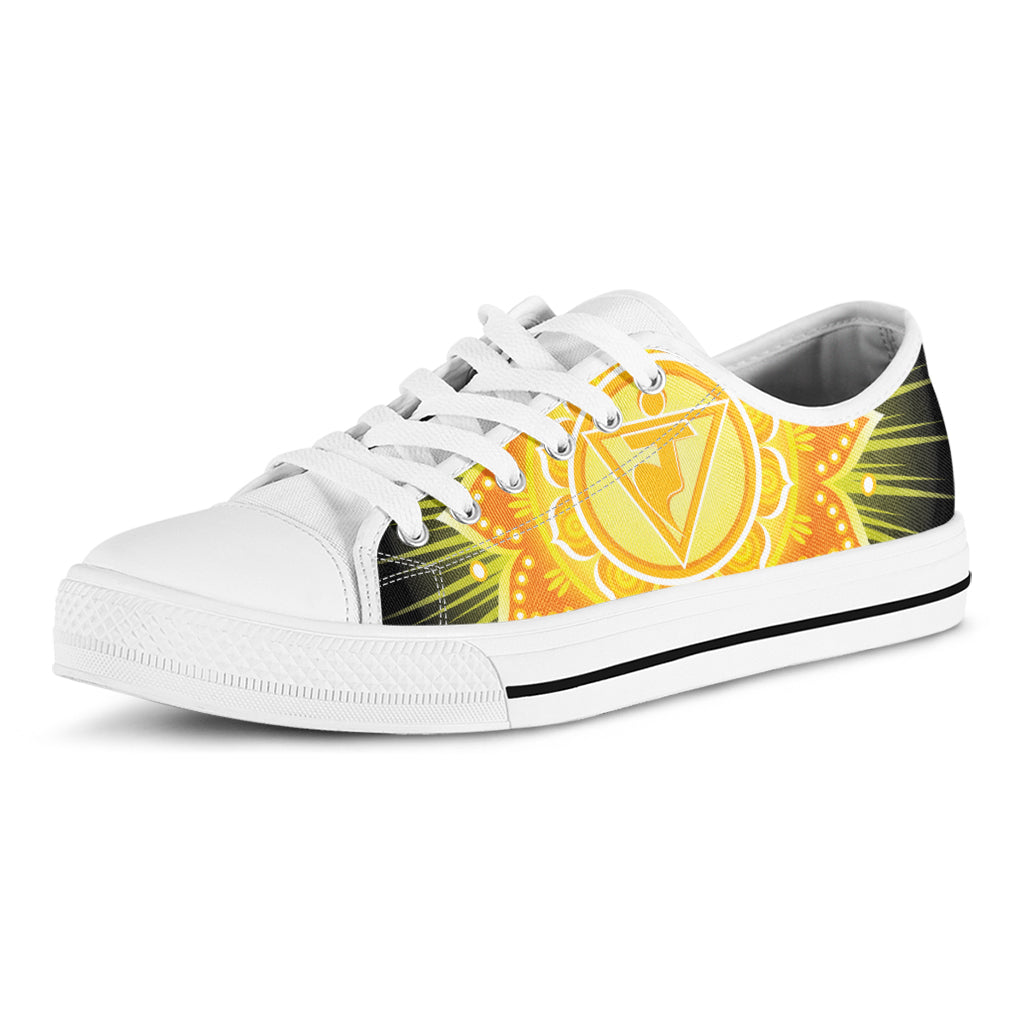 Manipura Chakra Mandala Print White Low Top Shoes