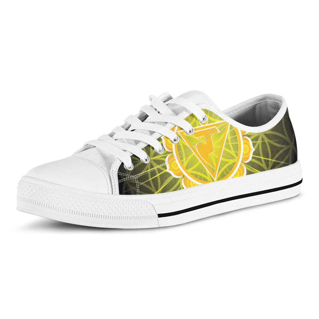 Manipura Chakra Spiritual Print White Low Top Shoes