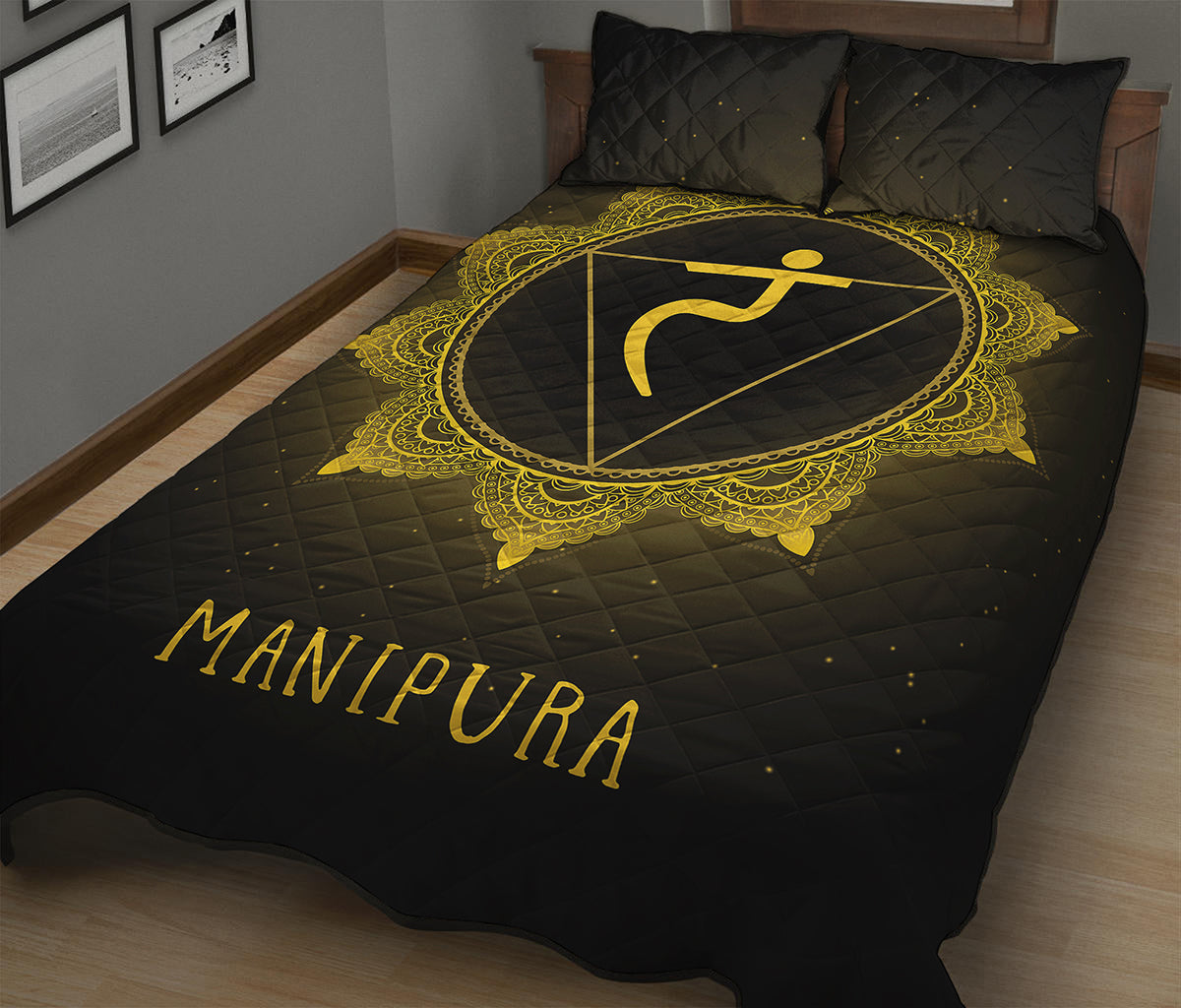 Manipura Chakra Symbol Print Quilt Bed Set