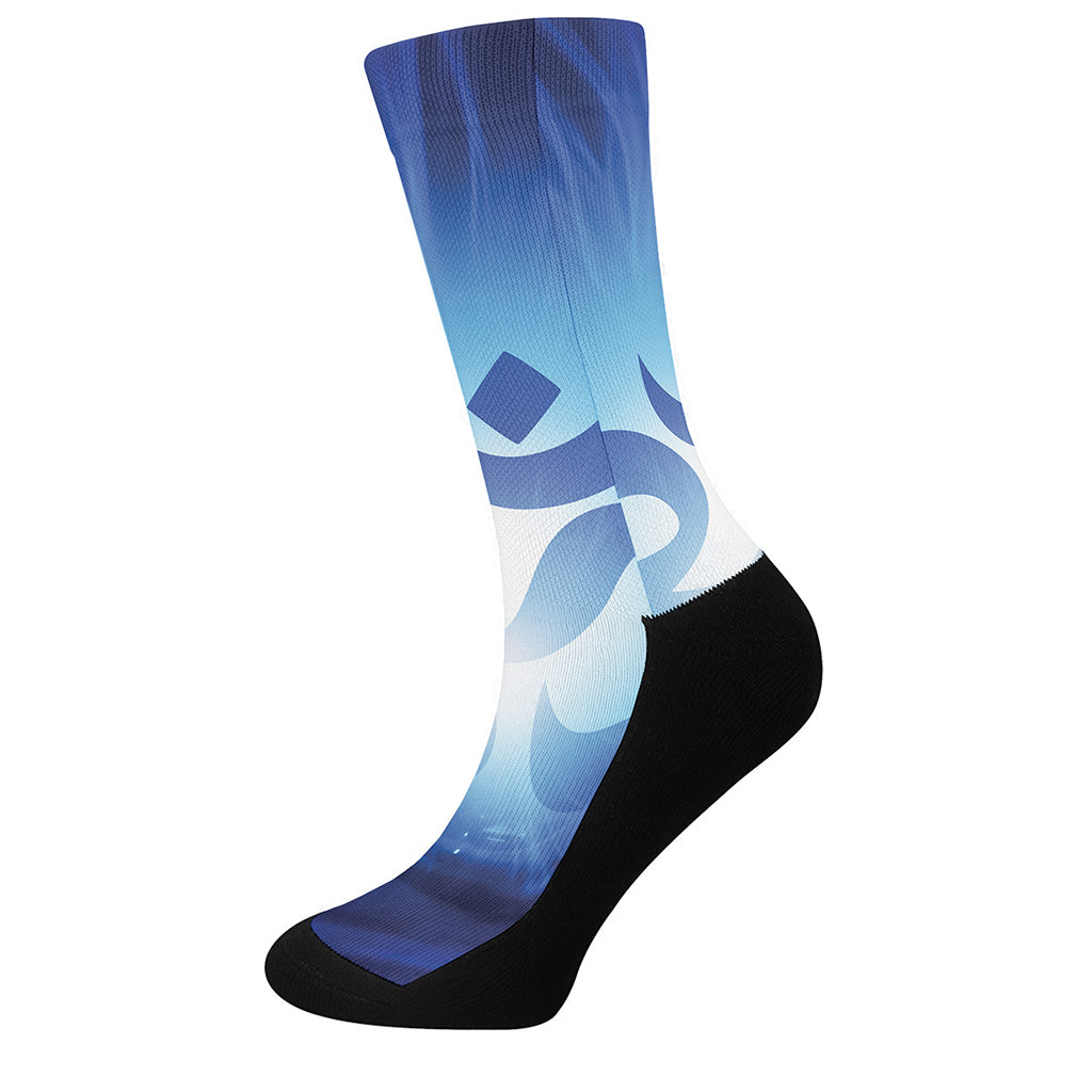 Mantra Om Print Crew Socks