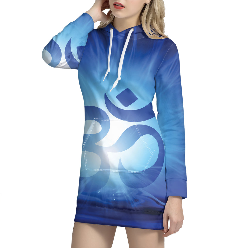 Mantra Om Print Pullover Hoodie Dress