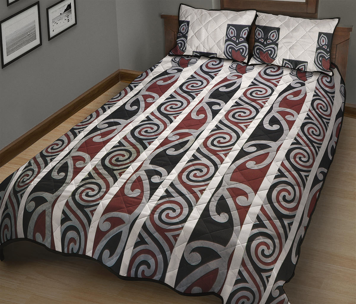 Maori Fence Print Quilt Bed Set