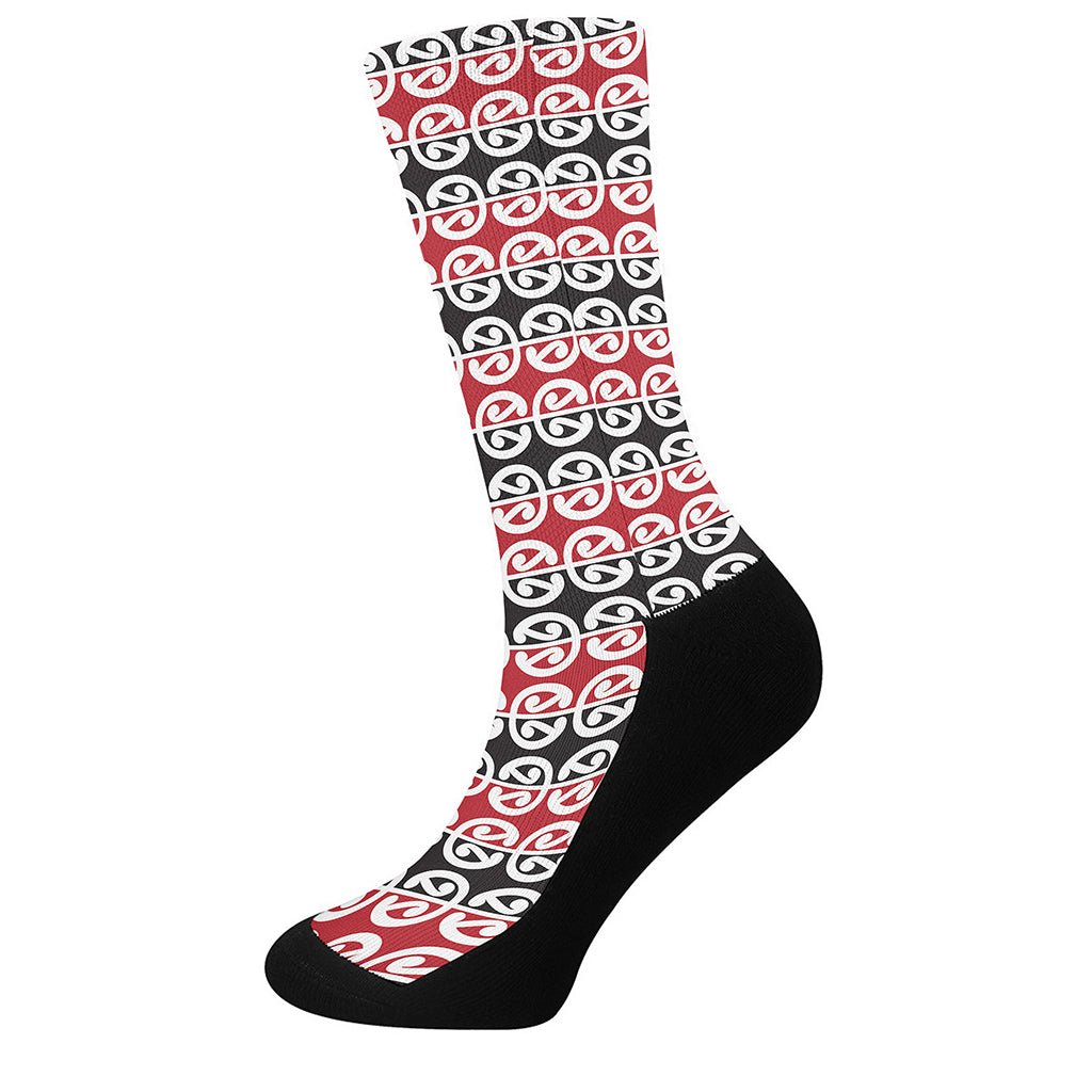 Maori Kowhaiwhai Pattern Print Crew Socks