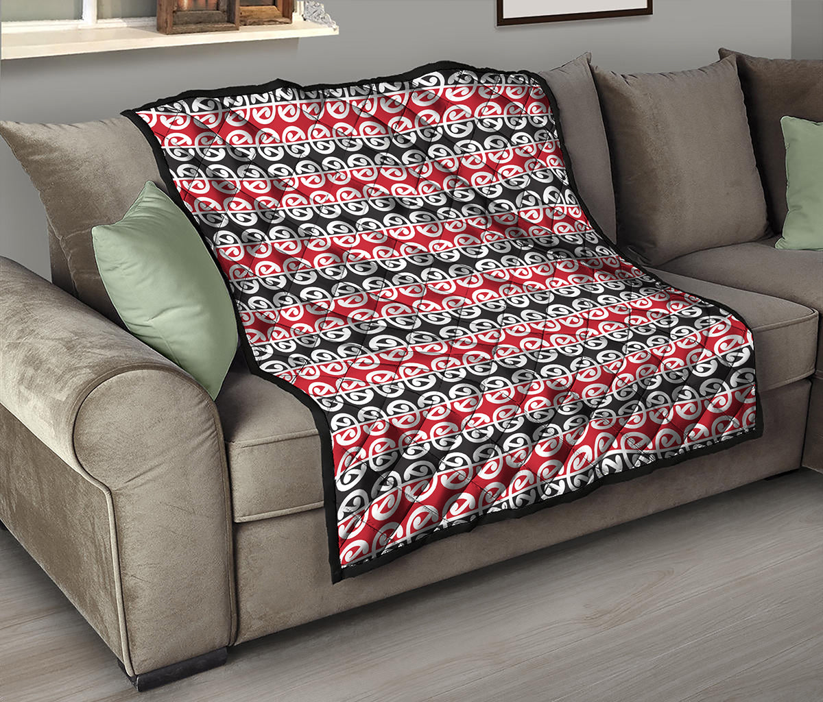 Maori Kowhaiwhai Pattern Print Quilt