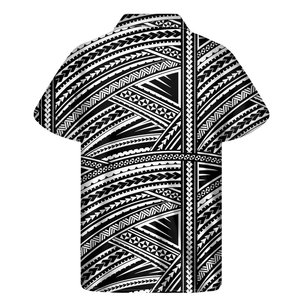 Maori Polynesian Tribal Tattoo Print Men's Short Sleeve Shirt