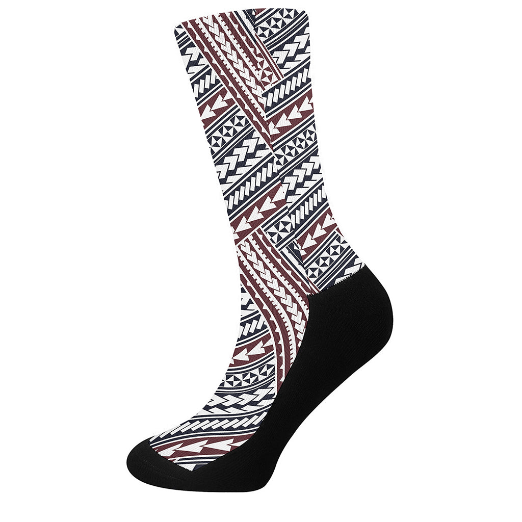 Maori Tribal Pattern Print Crew Socks