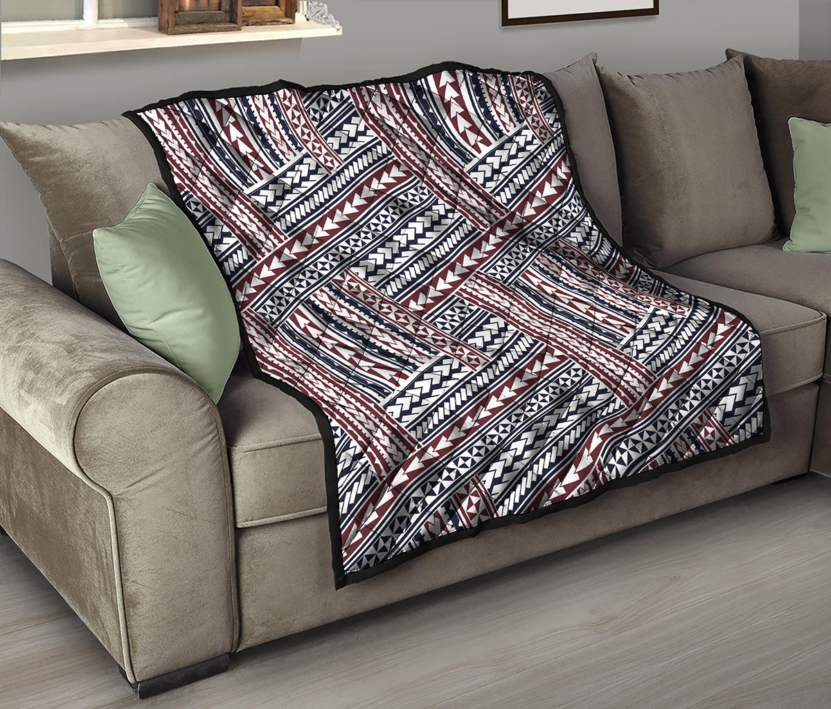 Maori Tribal Pattern Print Quilt
