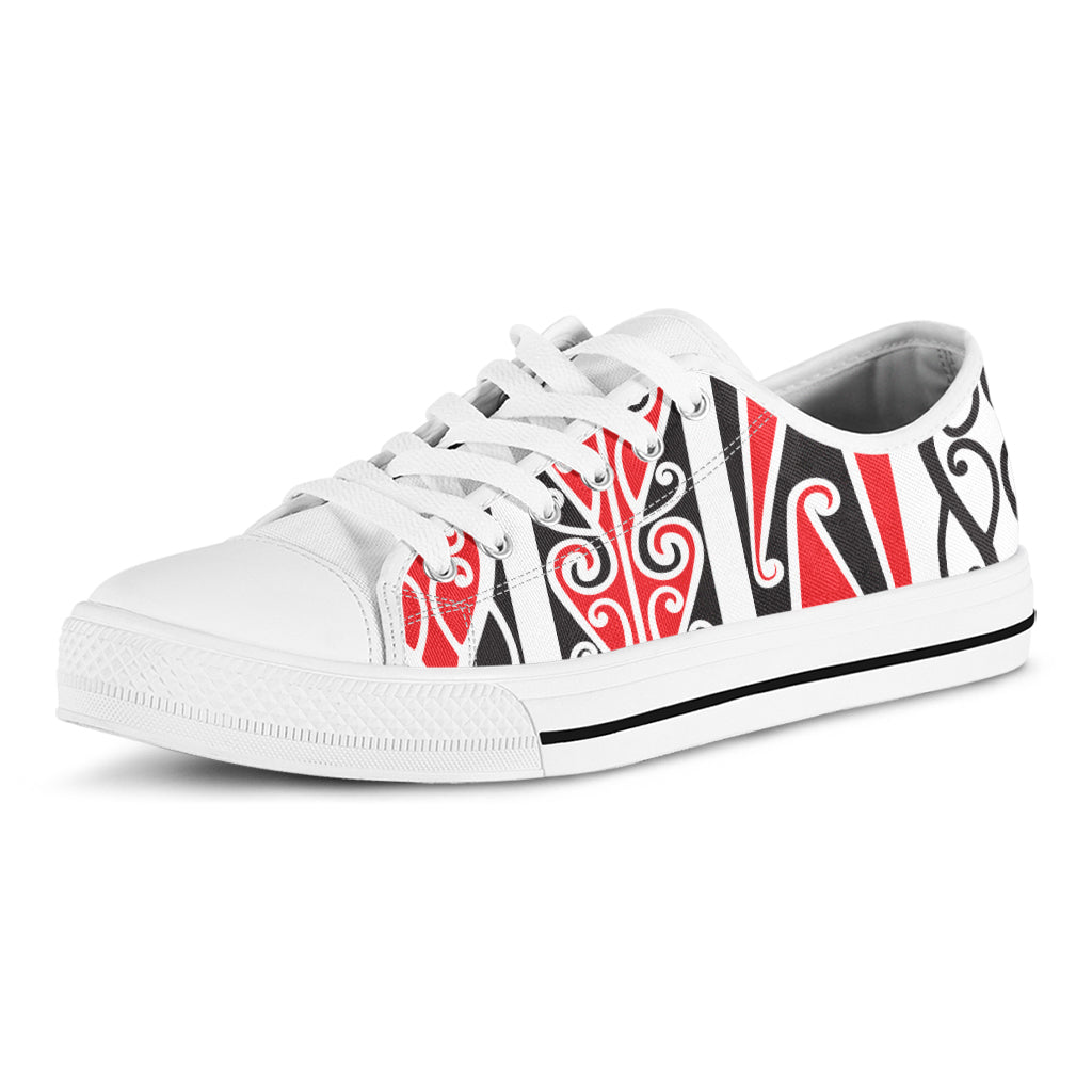 Maori Tribal Print White Low Top Shoes