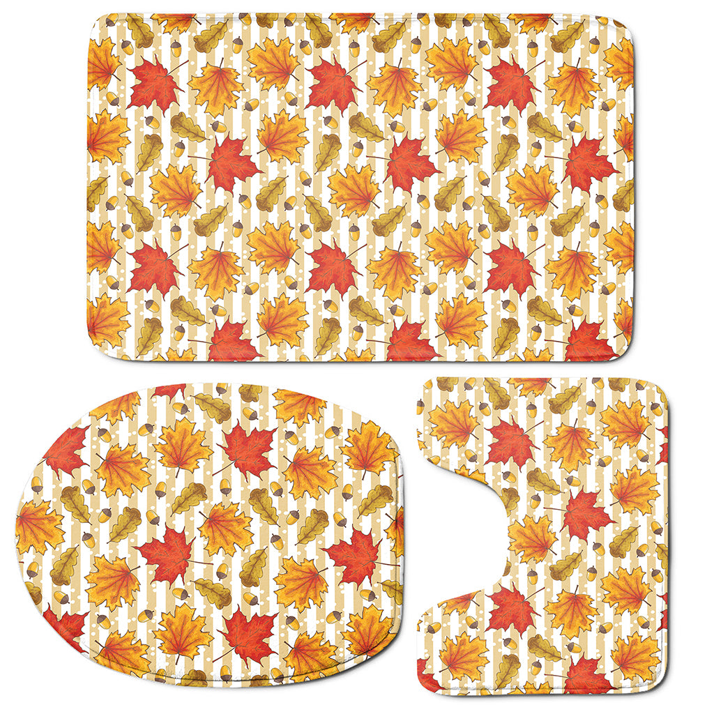 Maple And Oak Pattern Print 3 Piece Bath Mat Set