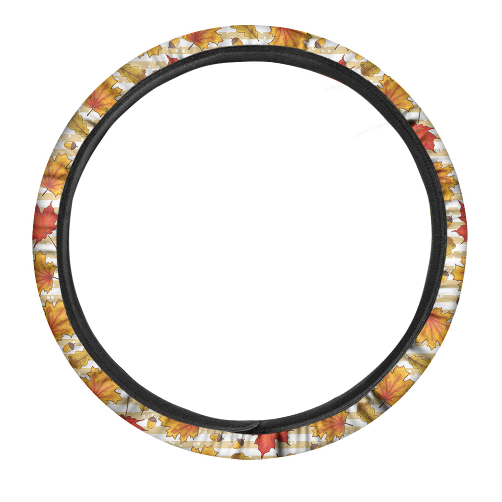 Maple And Oak Pattern Print Car Steering Wheel Cover
