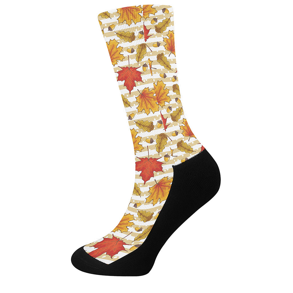 Maple And Oak Pattern Print Crew Socks