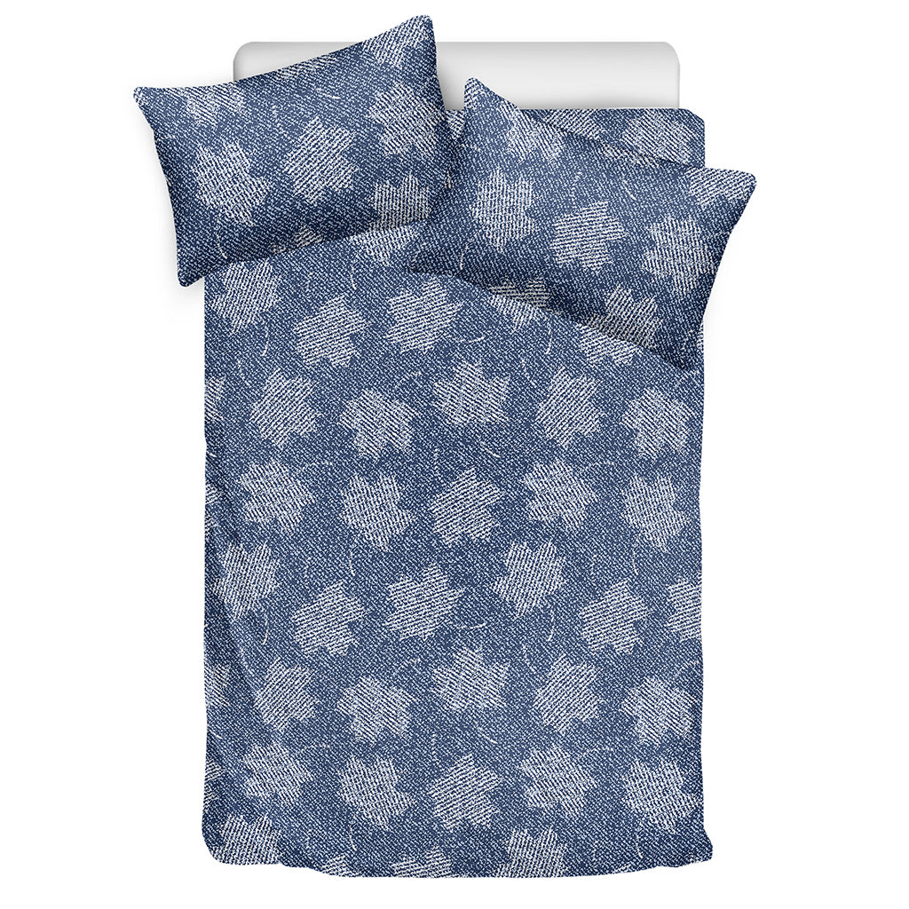 Maple Leaf Denim Jeans Pattern Print Duvet Cover Bedding Set