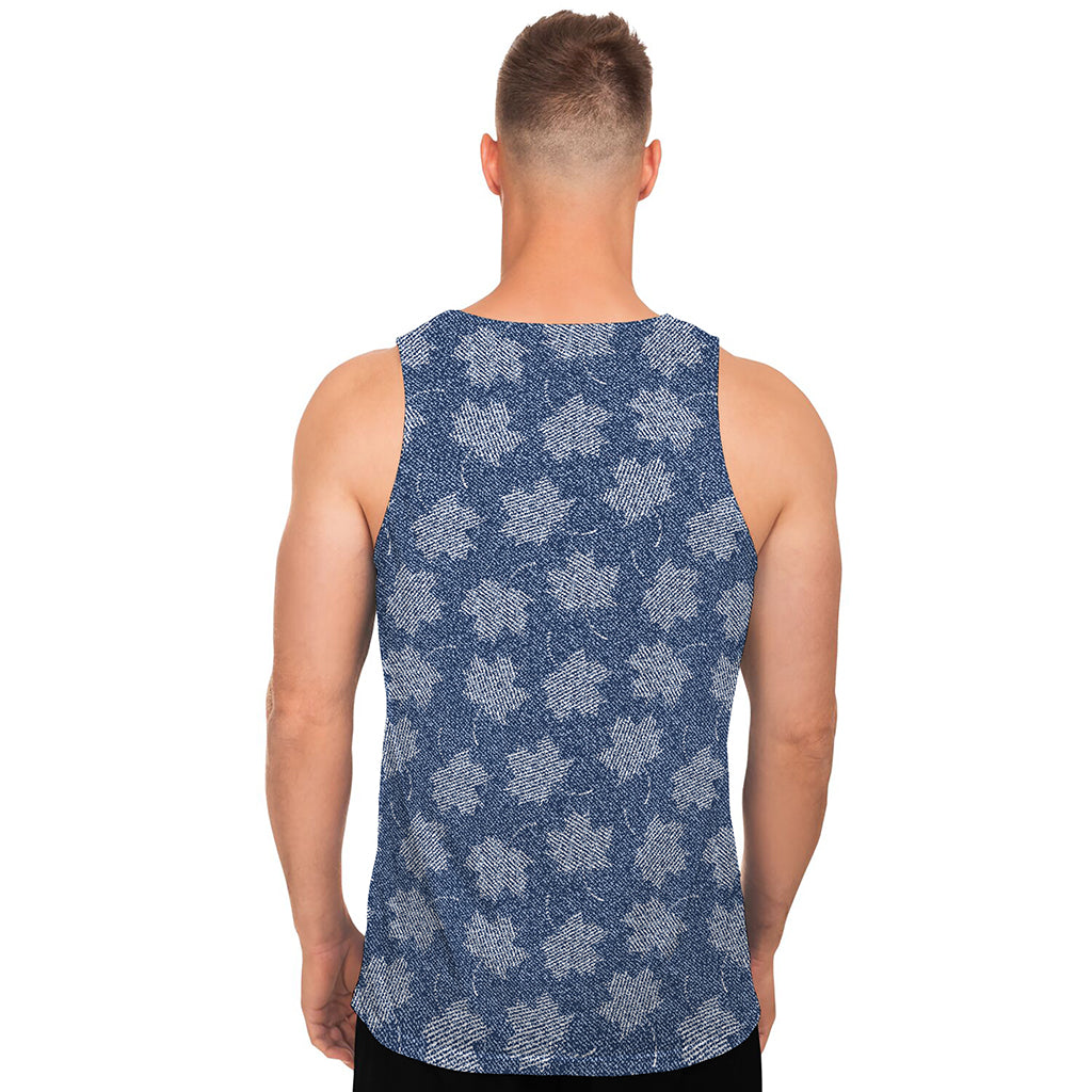 Maple Leaf Denim Jeans Pattern Print Men's Tank Top