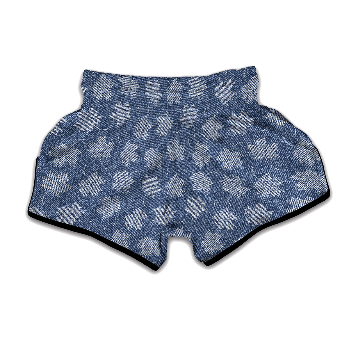Maple Leaf Denim Jeans Pattern Print Muay Thai Boxing Shorts