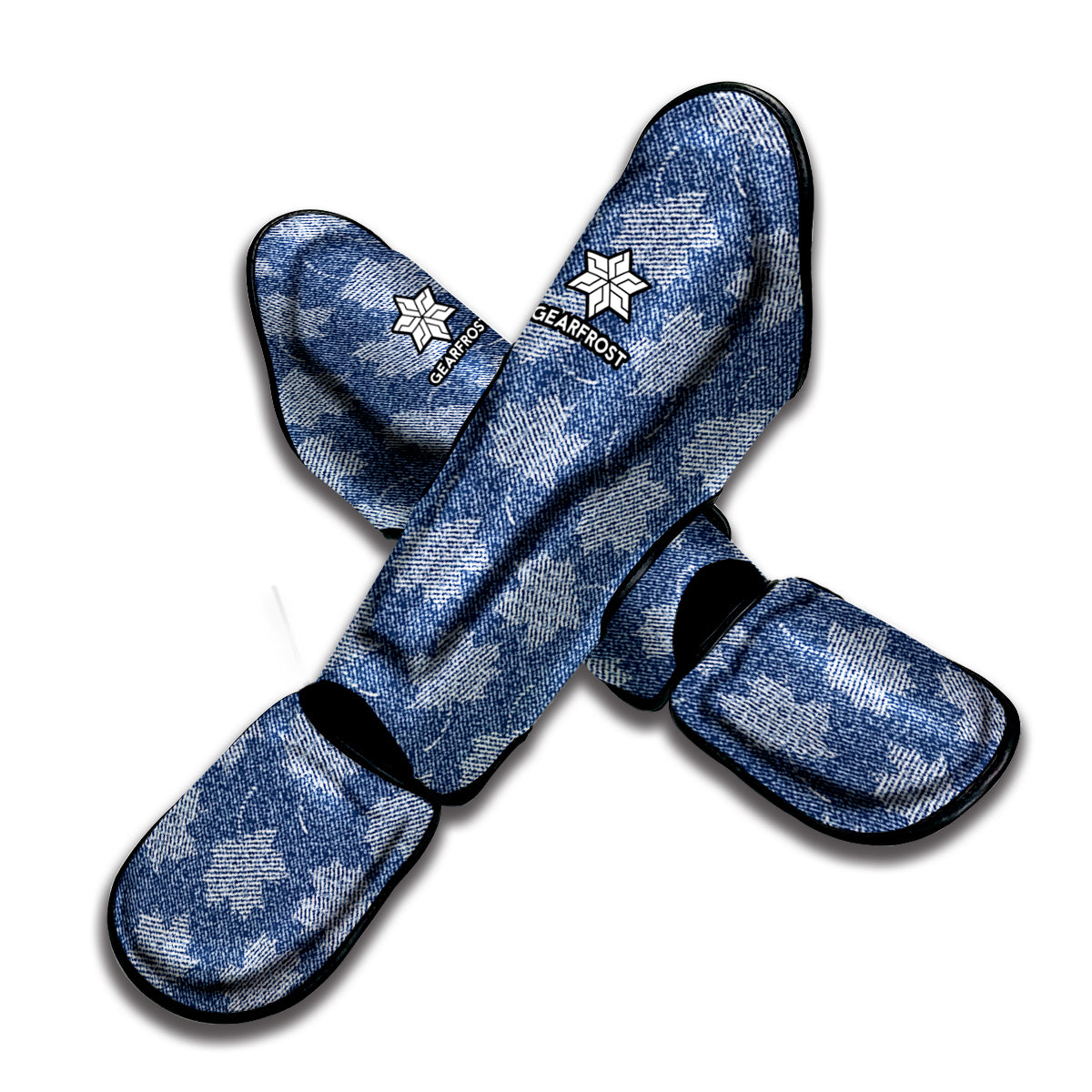 Maple Leaf Denim Jeans Pattern Print Muay Thai Shin Guard