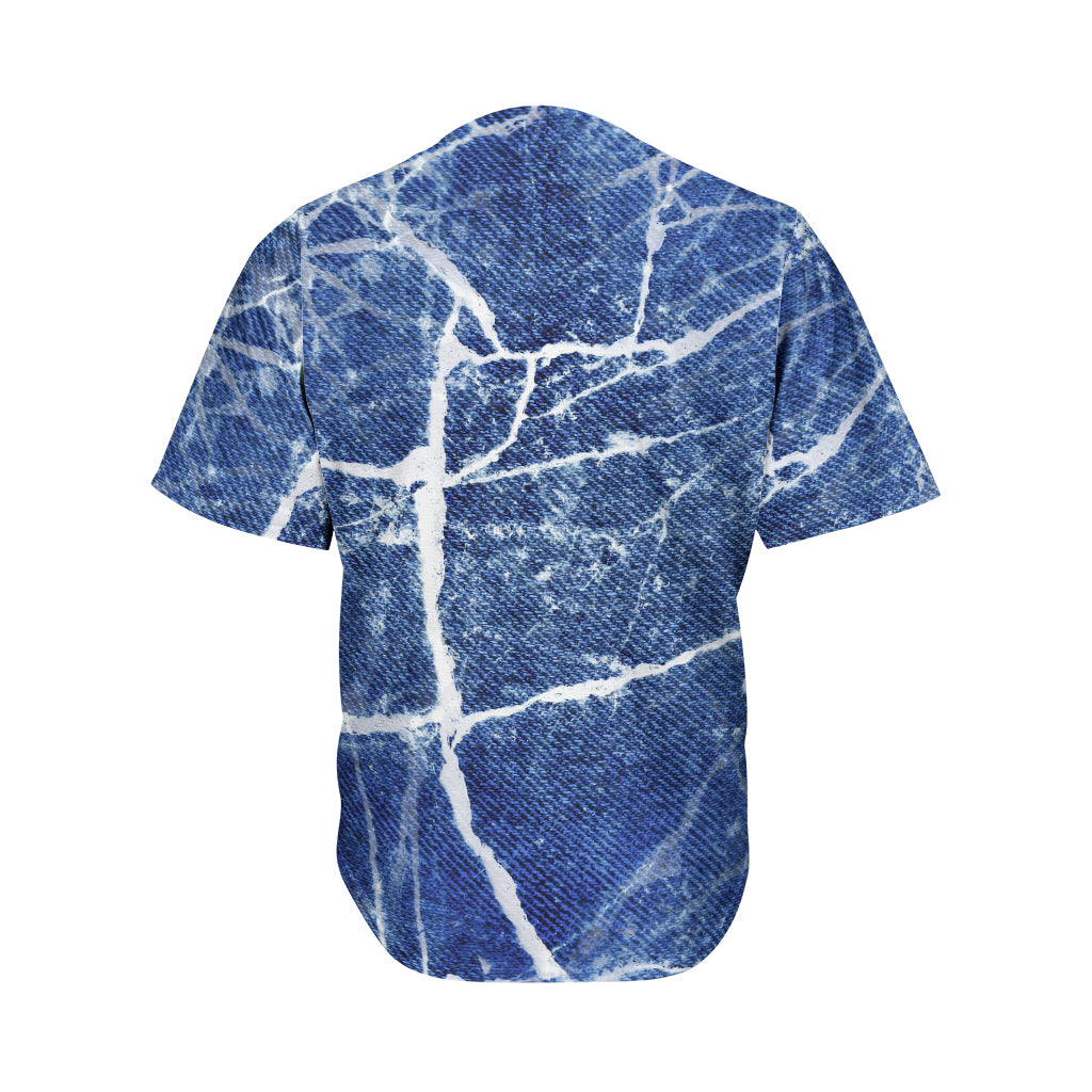 Marble Denim Jeans Pattern Print Men's Baseball Jersey