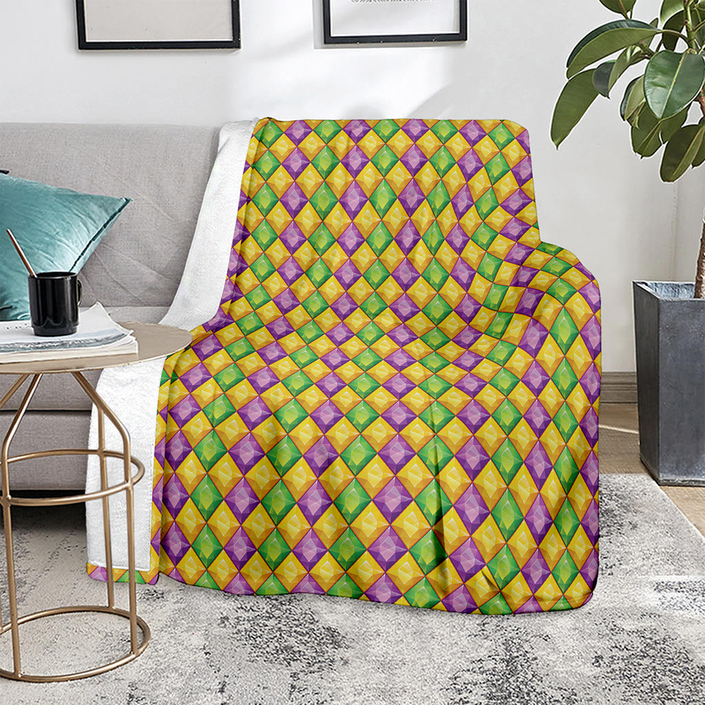 Mardi Gras Diamond Pattern Print Blanket