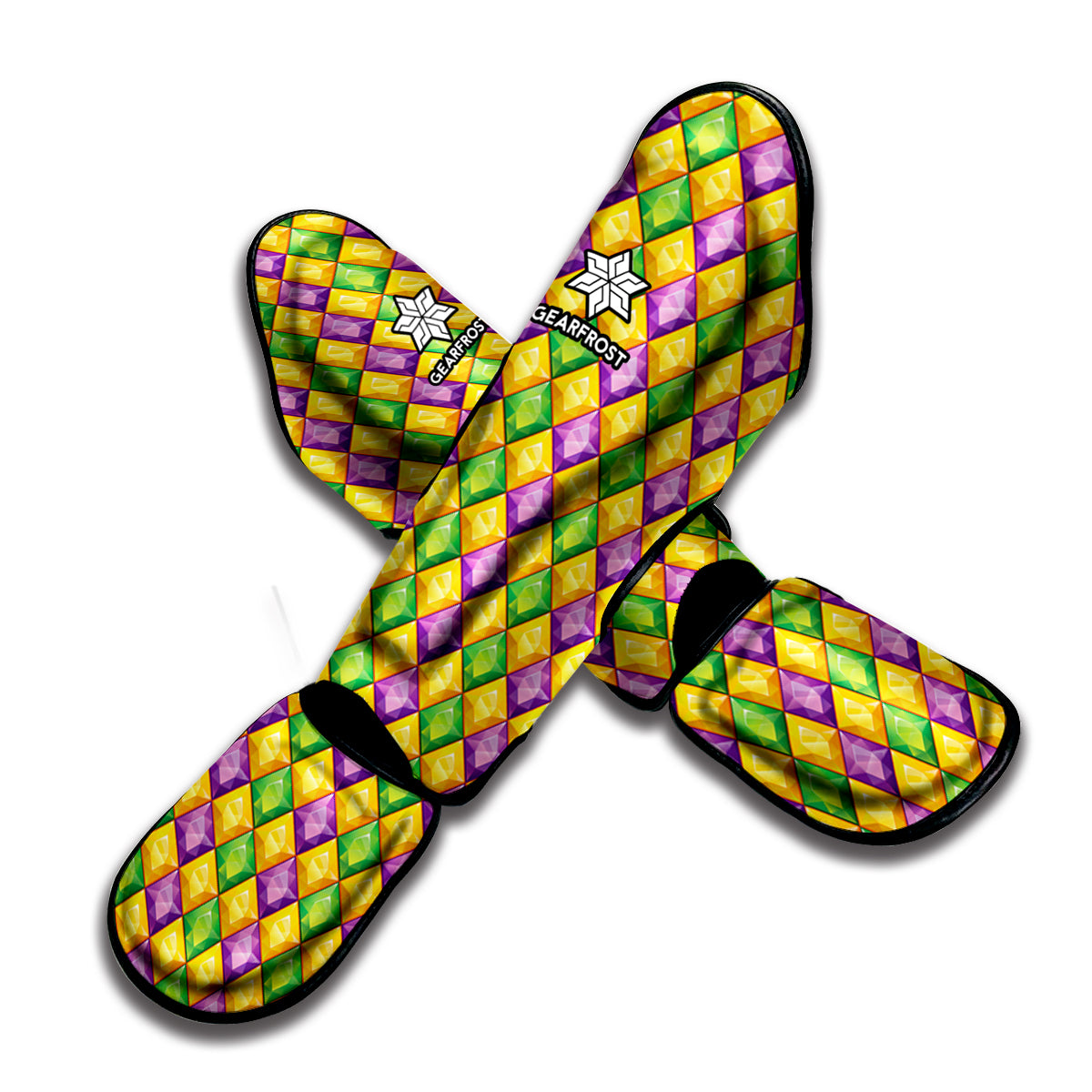 Mardi Gras Diamond Pattern Print Muay Thai Shin Guard