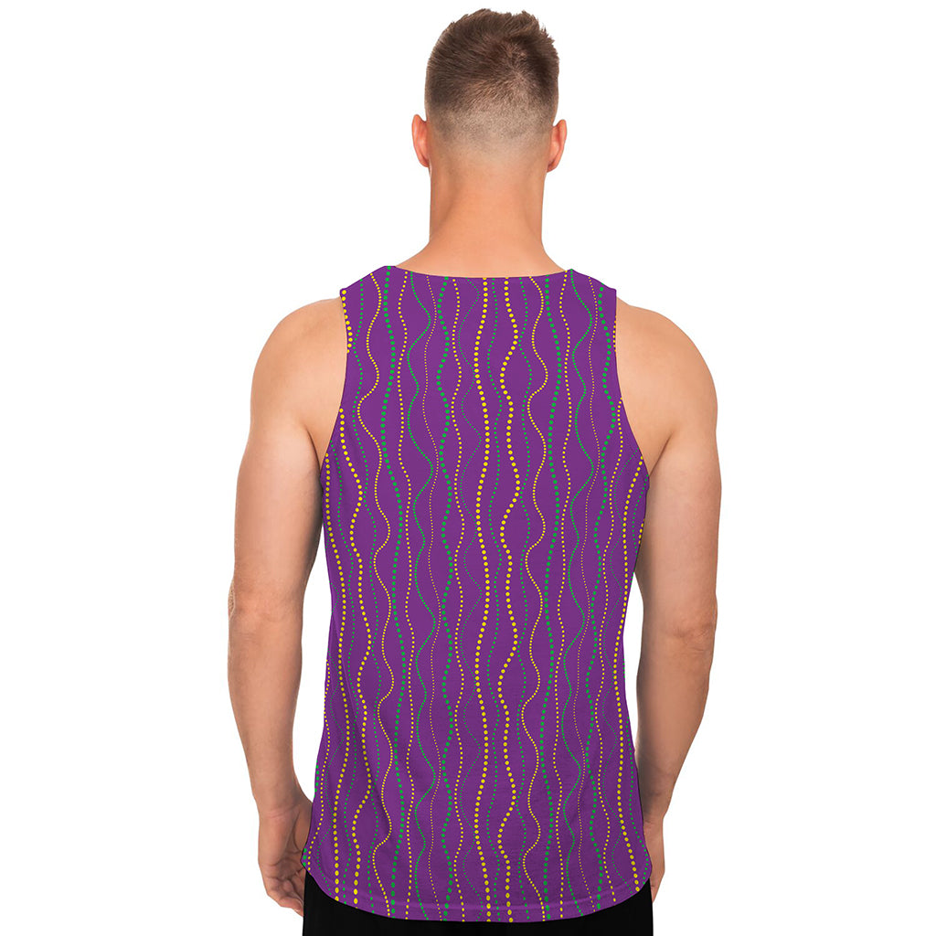 Mardi Gras Dot Pattern Print Men's Tank Top