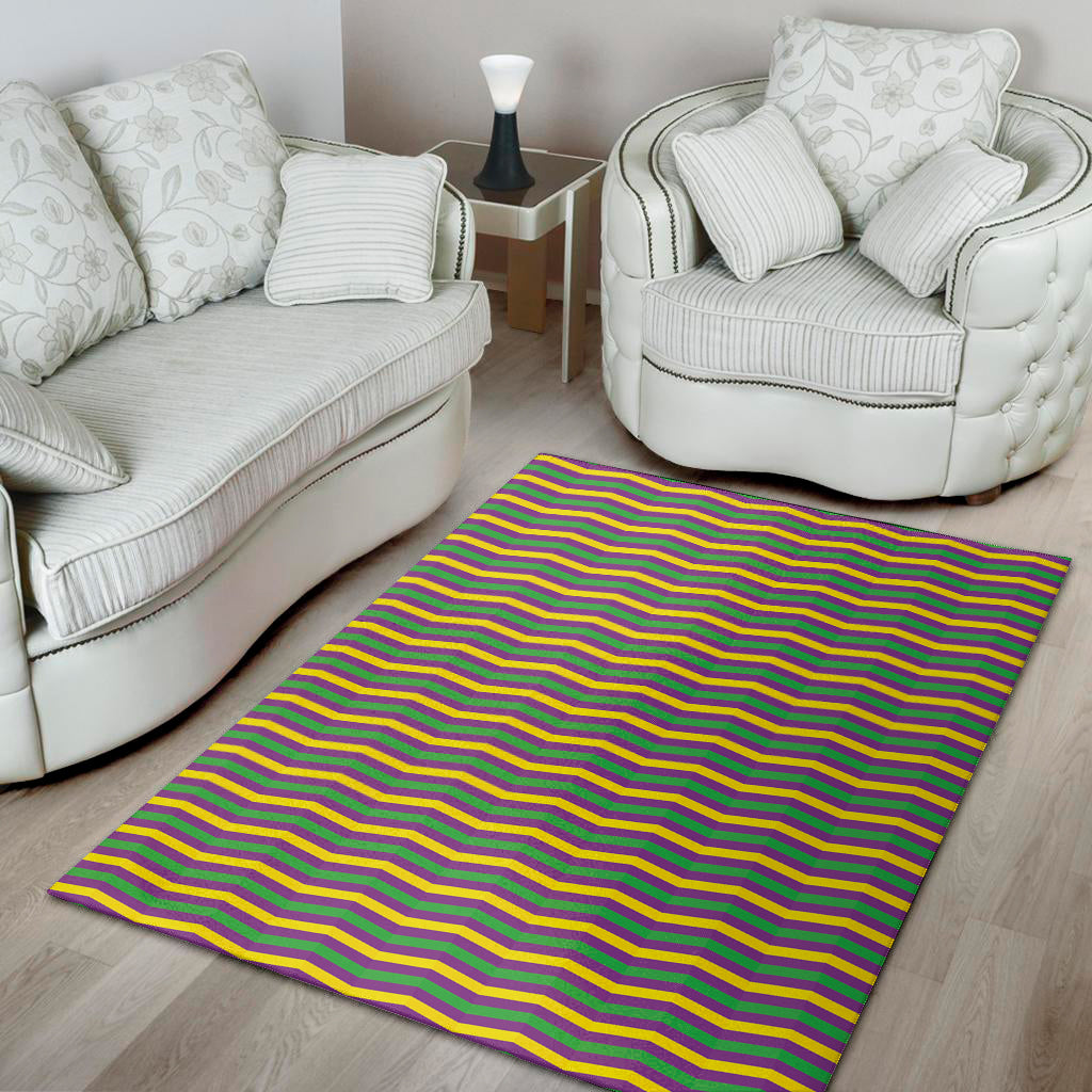 Mardi Gras Fat Tuesday Chevron Print Area Rug