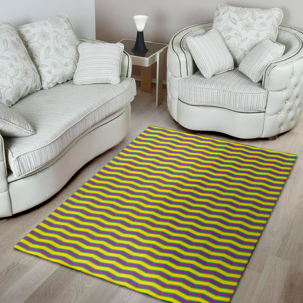 Mardi Gras Fat Tuesday Zigzag Print Area Rug