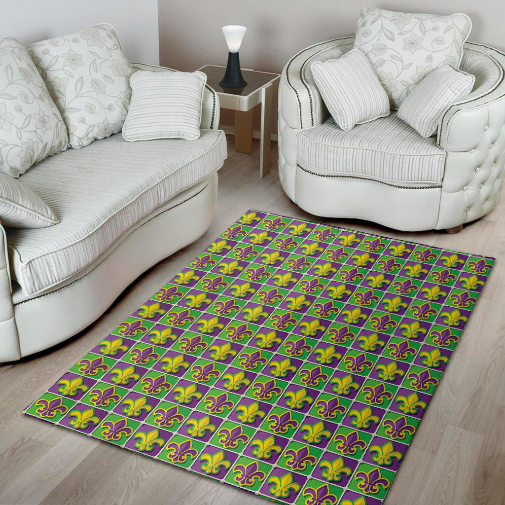 Mardi Gras Fleur De Lis Pattern Print Area Rug