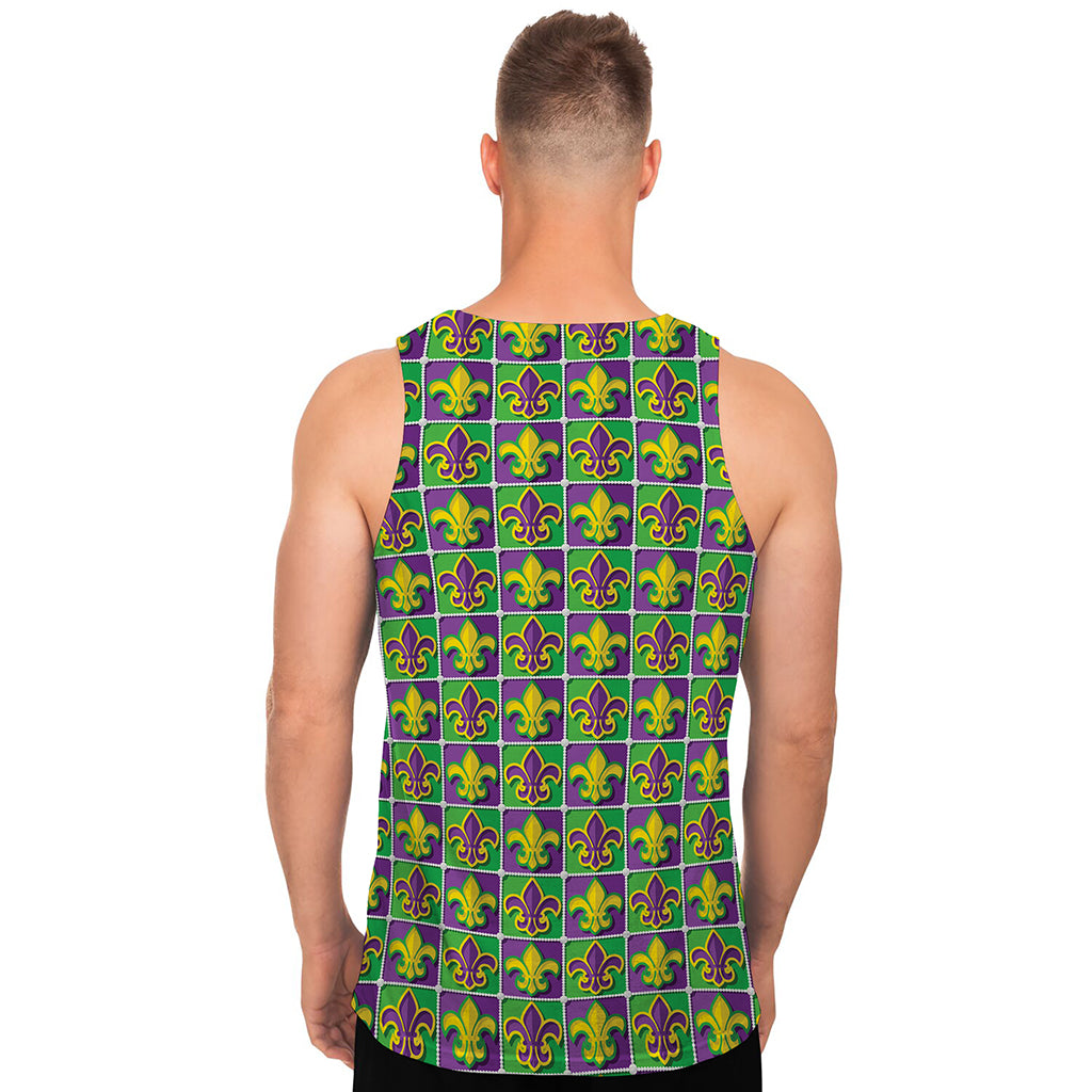 Mardi Gras Fleur De Lis Pattern Print Men's Tank Top