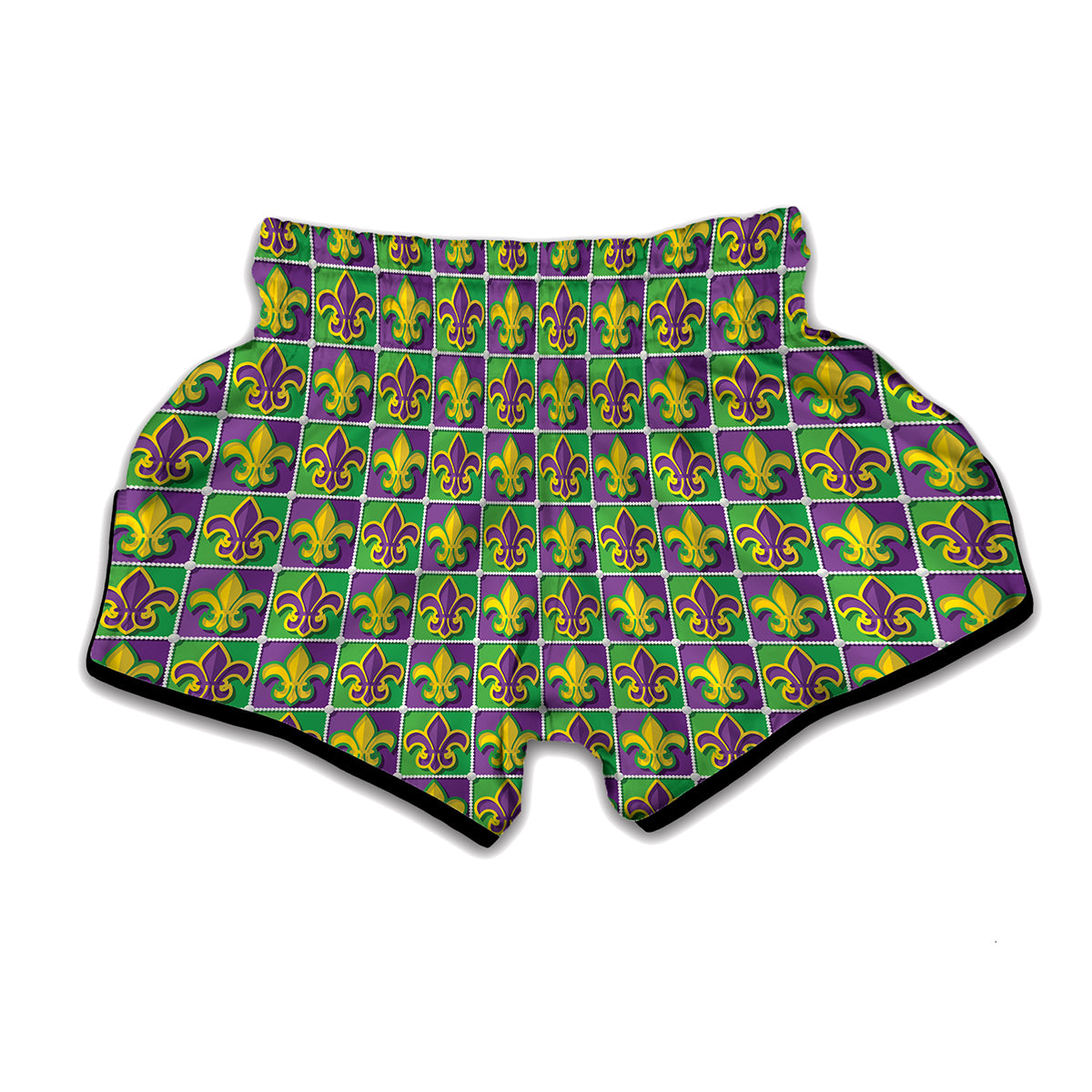 Mardi Gras Fleur De Lis Pattern Print Muay Thai Boxing Shorts