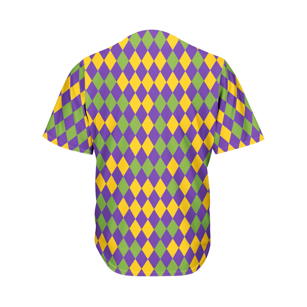 Mardi Gras Harlequin Pattern Print Men's Baseball Jersey