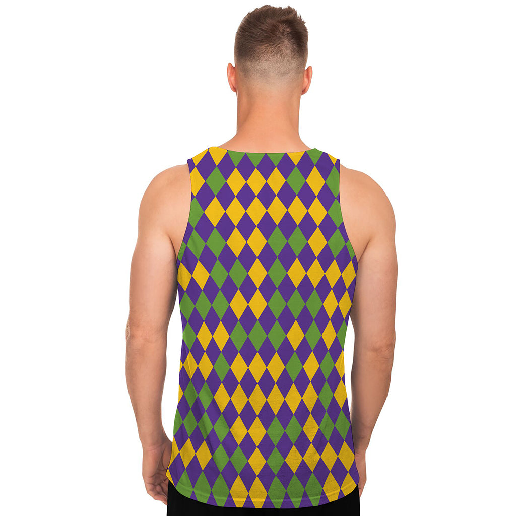 Mardi Gras Harlequin Pattern Print Men's Tank Top
