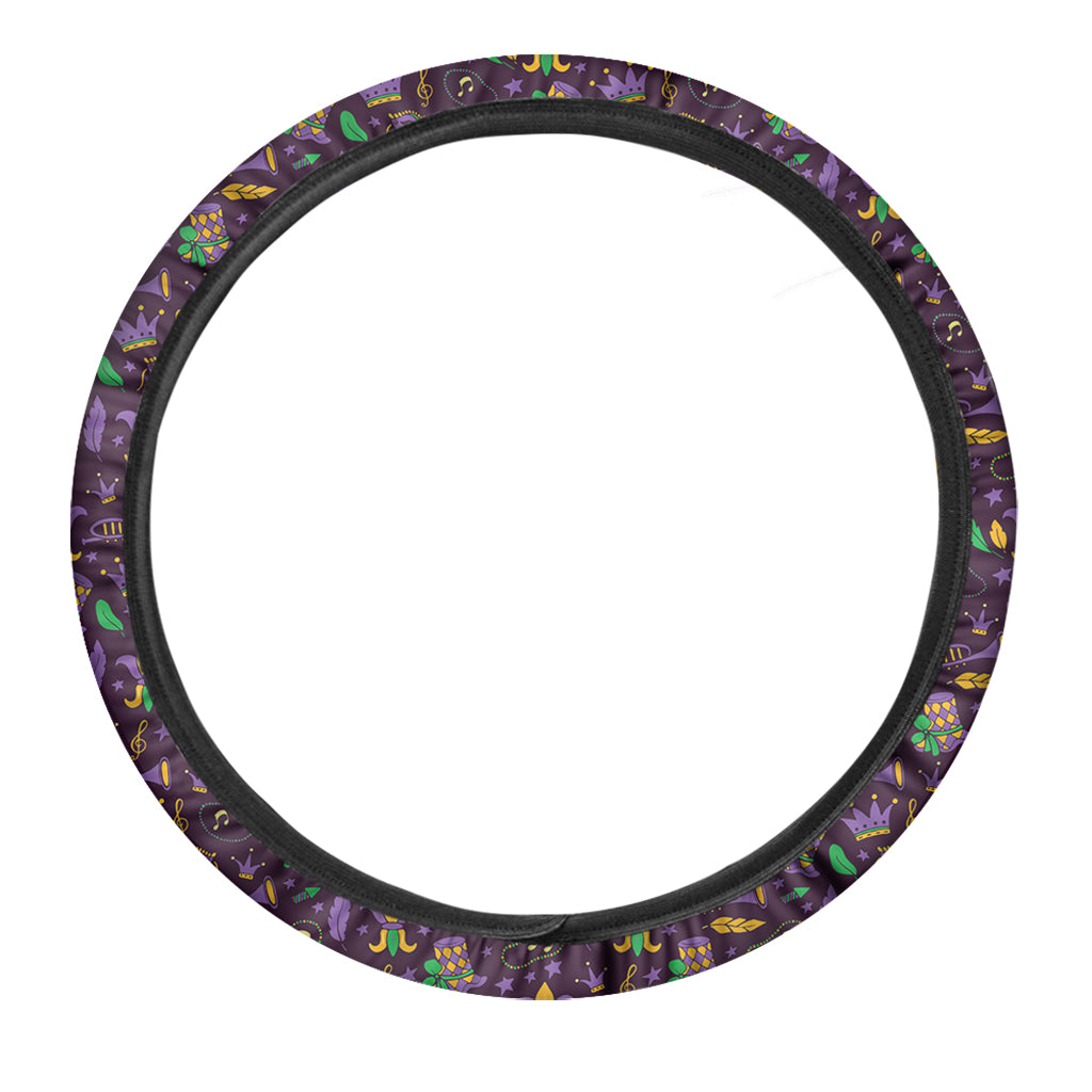 Mardi Gras Party Pattern Print Car Steering Wheel Cover