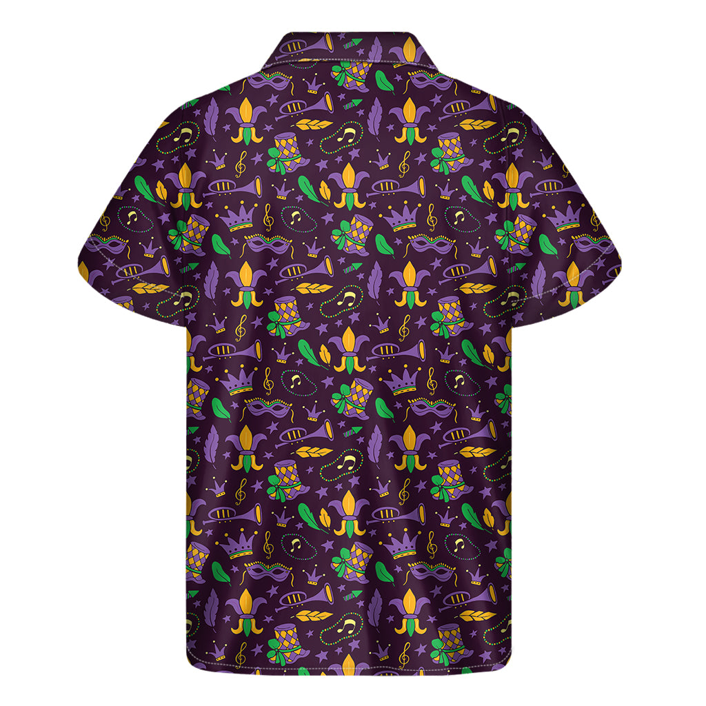 Mardi Gras Party Pattern Print Men's Short Sleeve Shirt