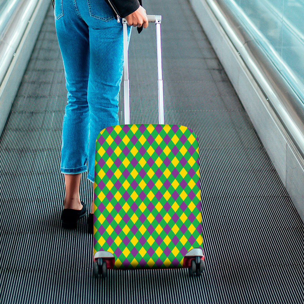 Mardi Gras Plaid Pattern Print Luggage Cover