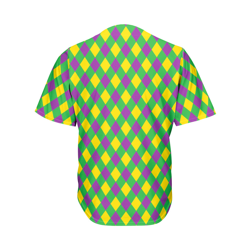 Mardi Gras Plaid Pattern Print Men's Baseball Jersey