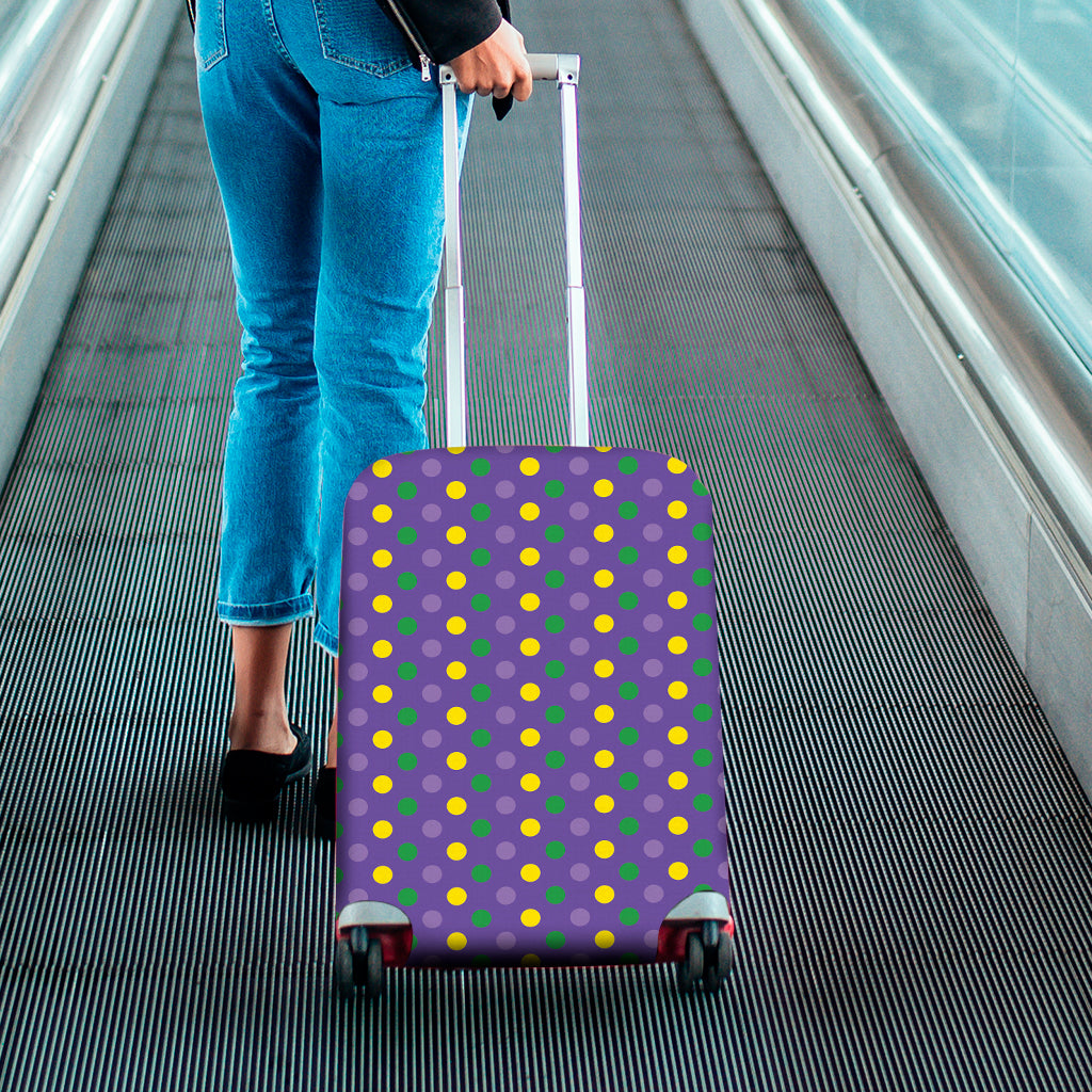 Mardi Gras Polka Dot Pattern Print Luggage Cover
