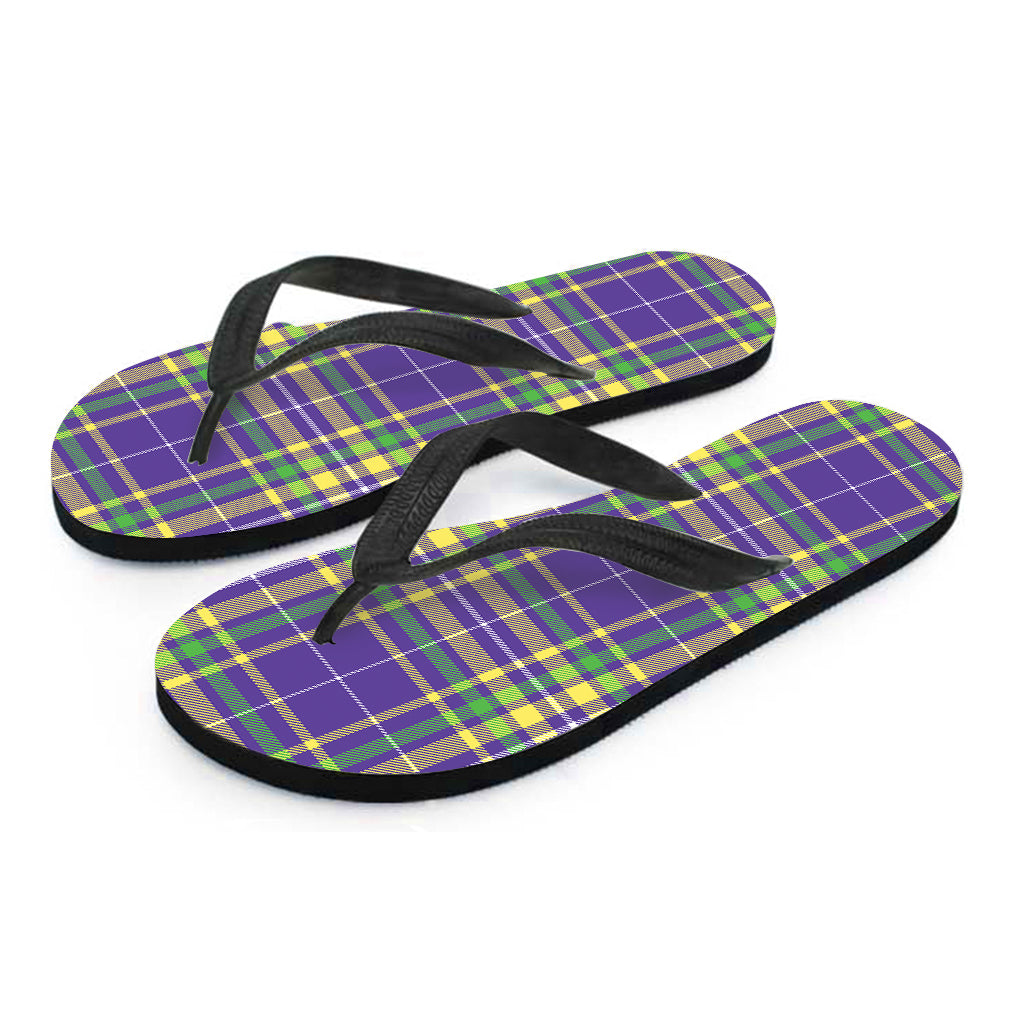 Mardi Gras Tartan Plaid Pattern Print Flip Flops