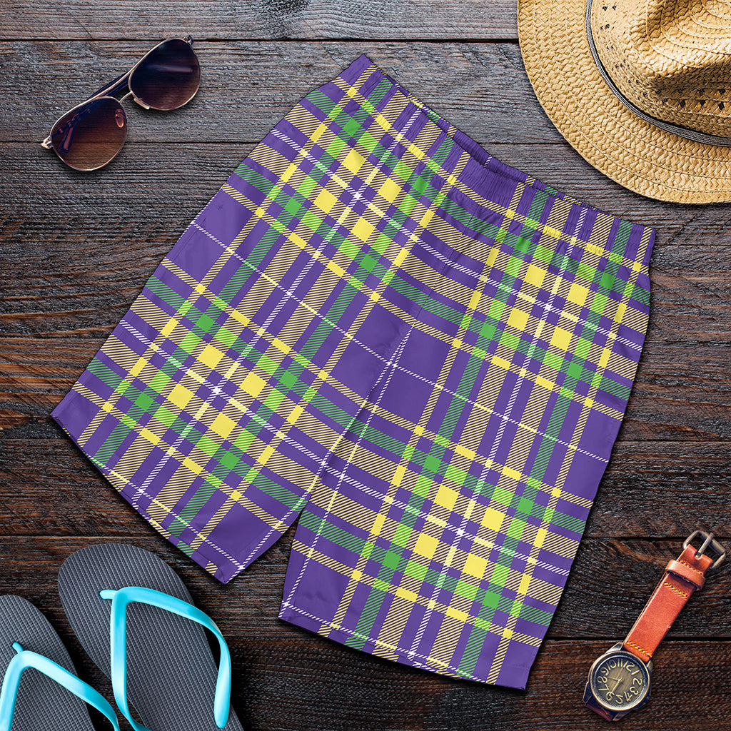 Mardi Gras Tartan Plaid Pattern Print Men's Shorts