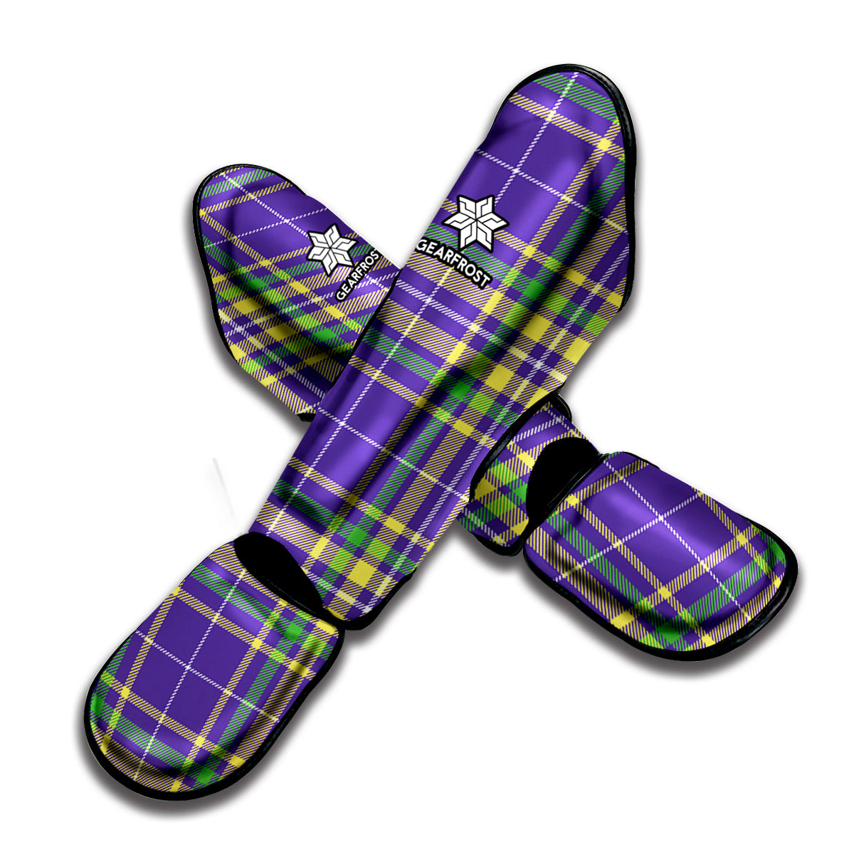 Mardi Gras Tartan Plaid Pattern Print Muay Thai Shin Guard