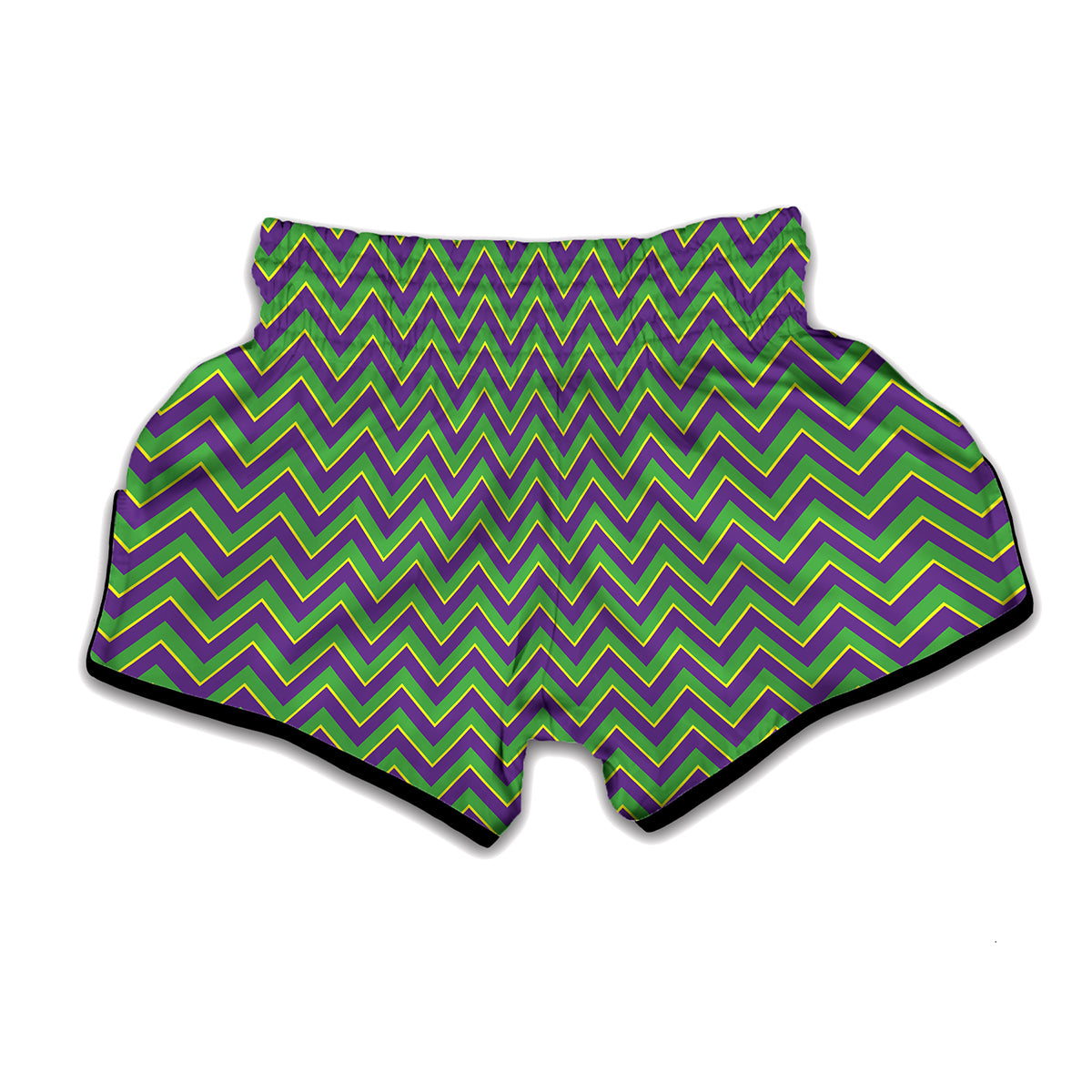 Mardi Gras Zigzag Pattern Print Muay Thai Boxing Shorts