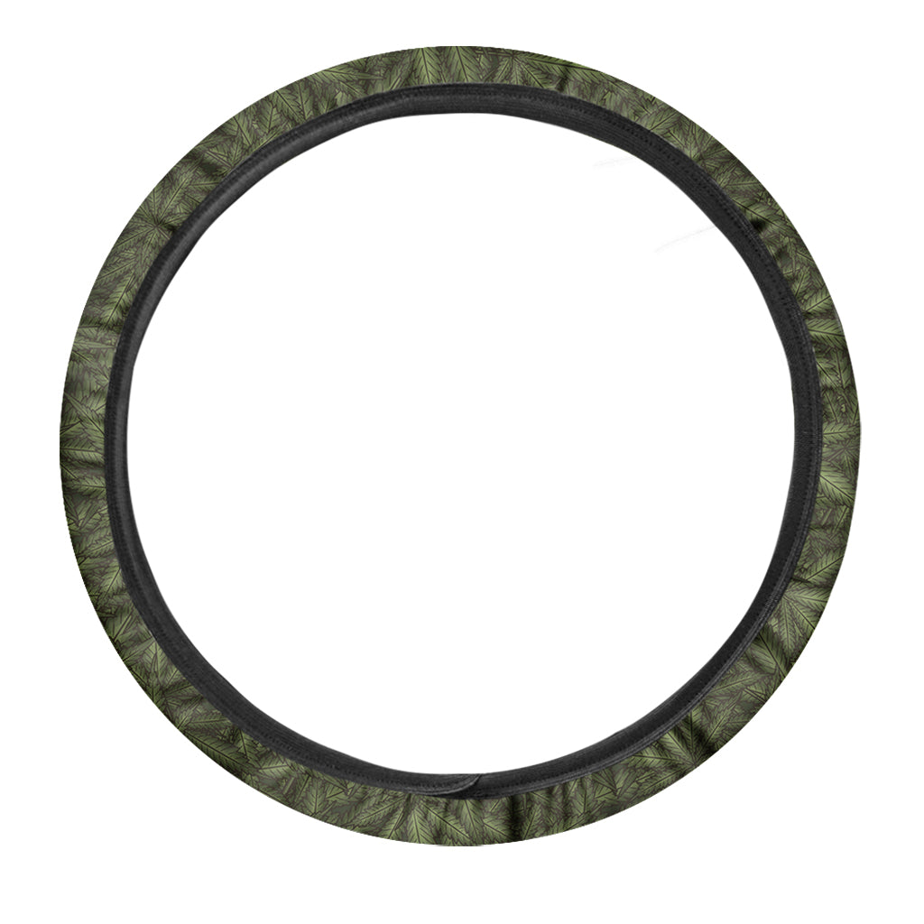 Marijuana Leaf Pattern Print Car Steering Wheel Cover