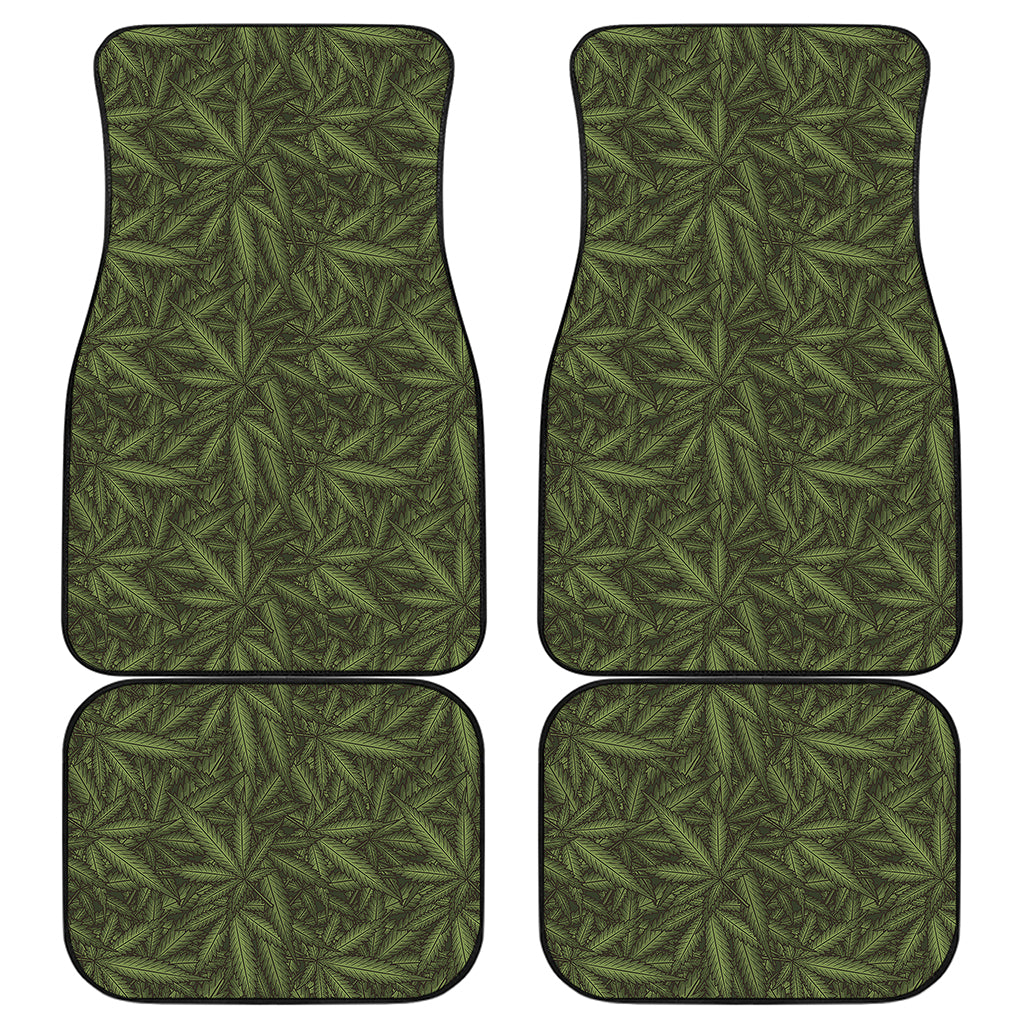 Marijuana Leaf Pattern Print Front and Back Car Floor Mats