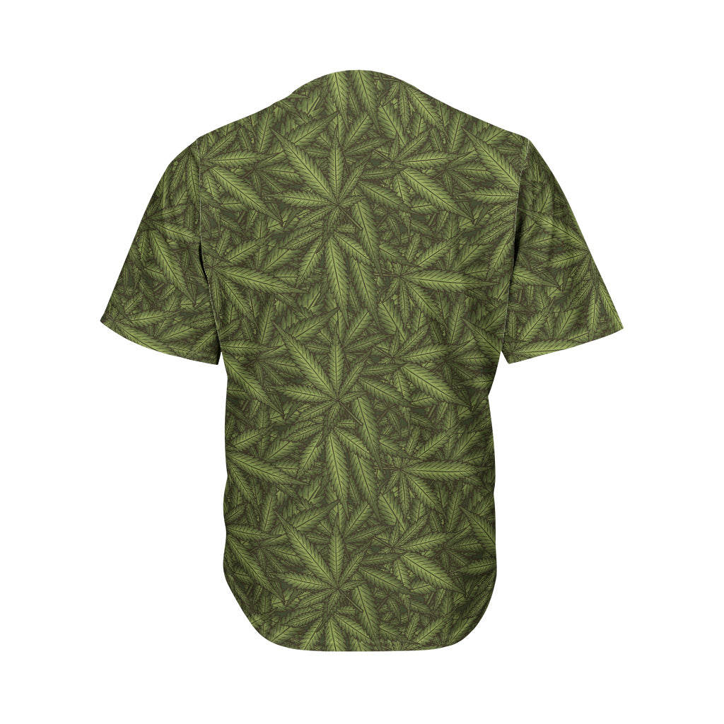 Marijuana Leaf Pattern Print Men's Baseball Jersey