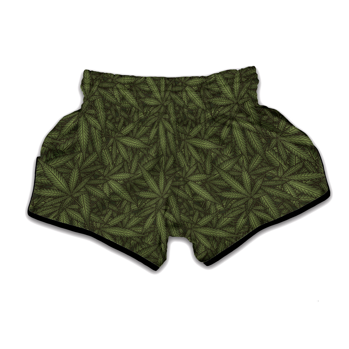 Marijuana Leaf Pattern Print Muay Thai Boxing Shorts