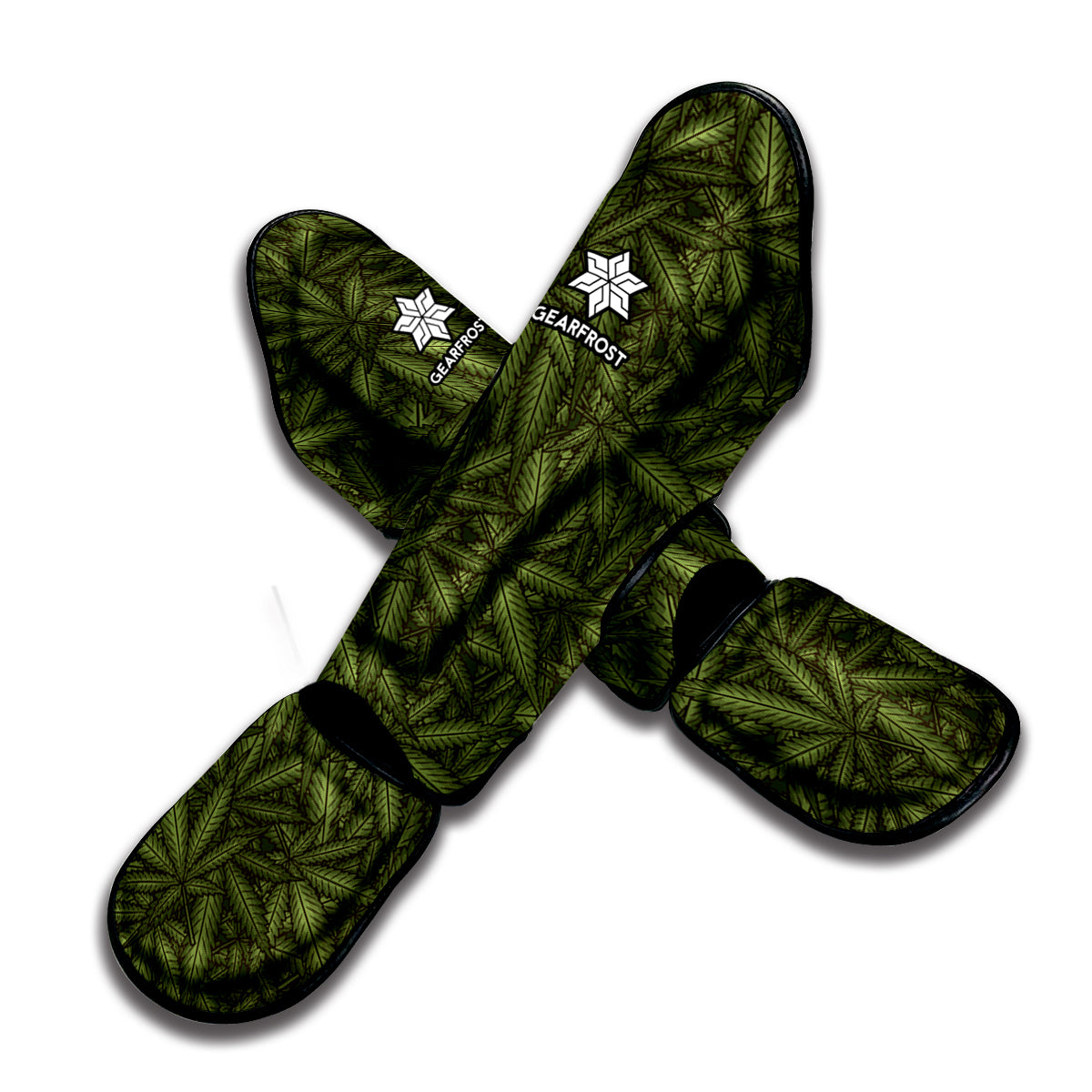 Marijuana Leaf Pattern Print Muay Thai Shin Guard