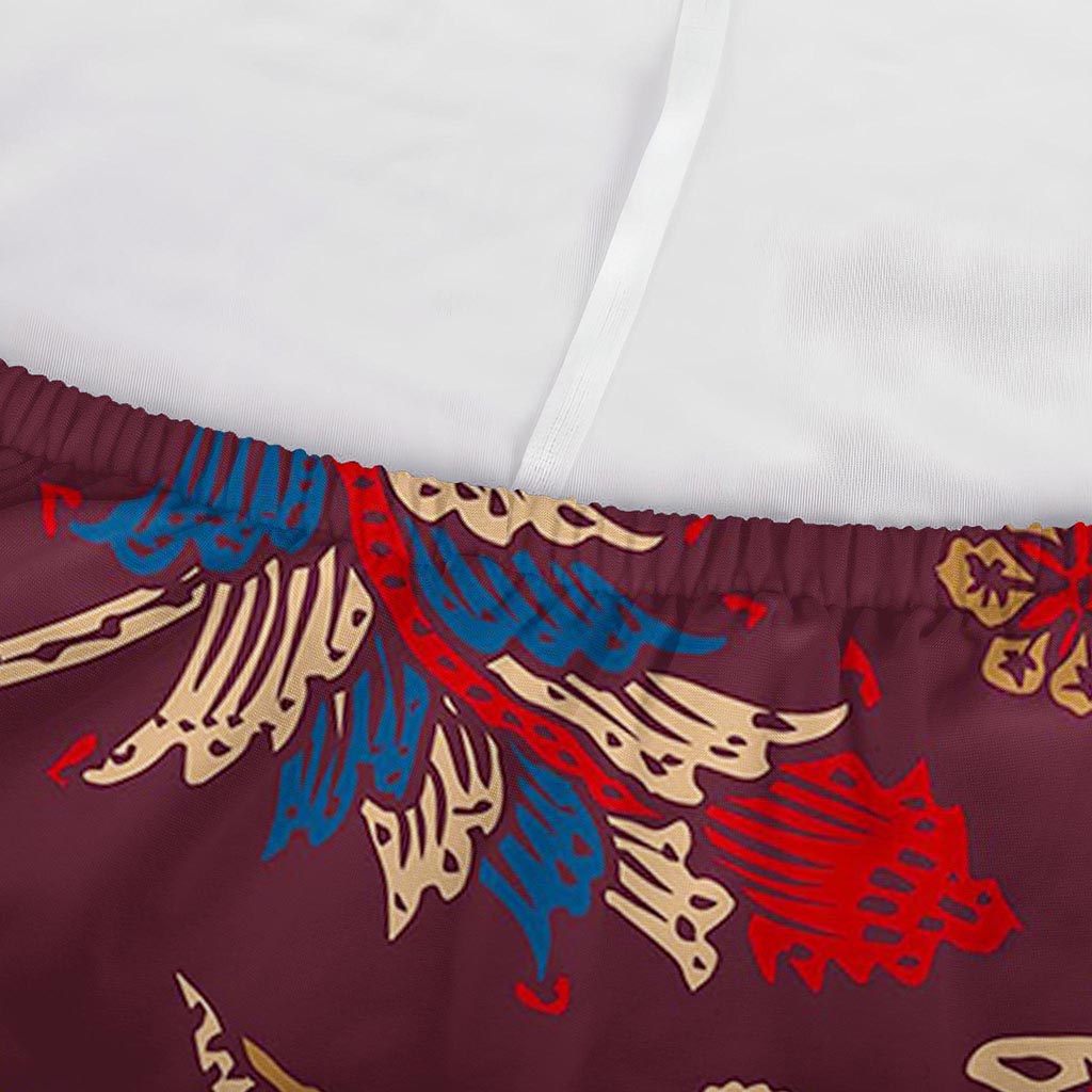 Maroon Vintage Bohemian Floral Print Sofa Cover