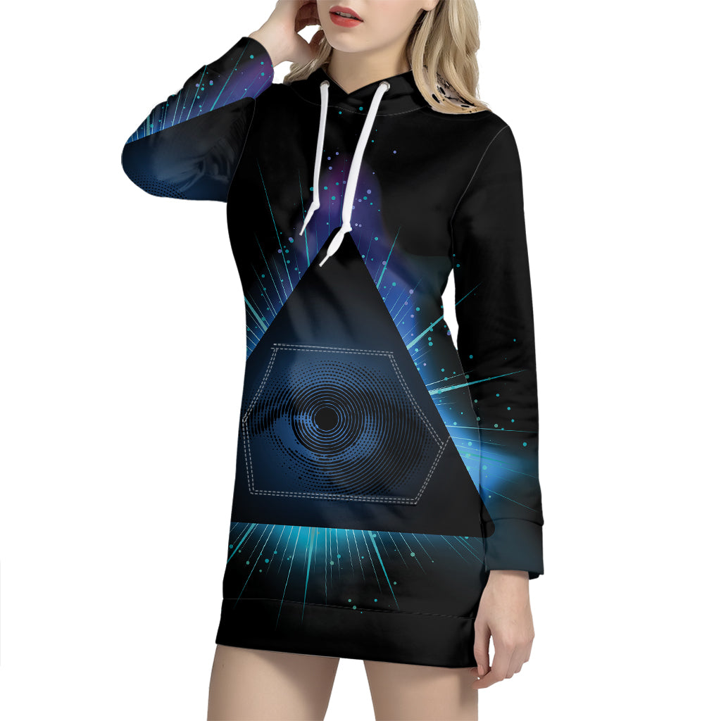 Masonic Eye All Seeing Print Pullover Hoodie Dress