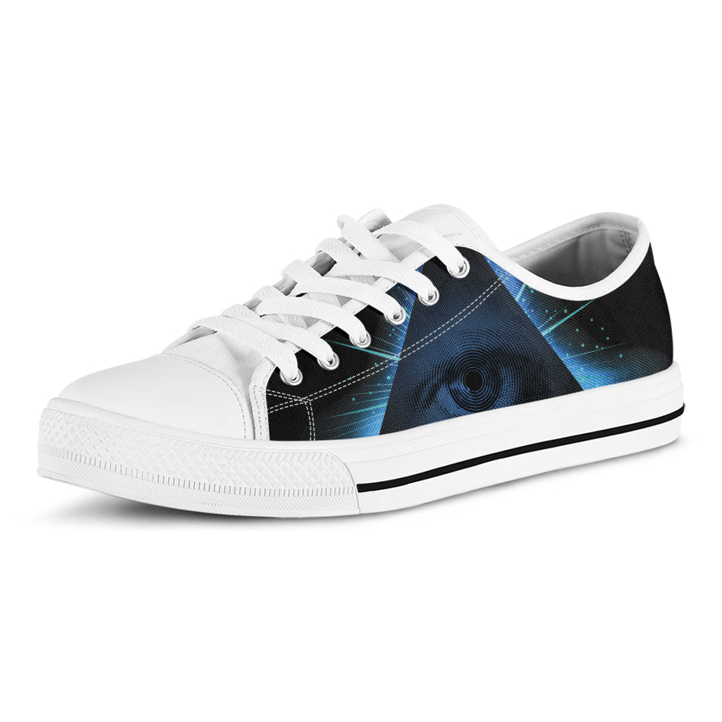 Masonic Eye All Seeing Print White Low Top Shoes