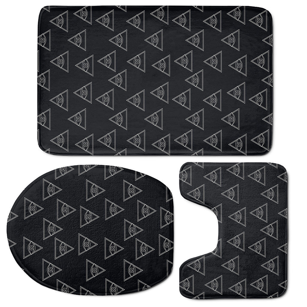 Masonic Eye Pattern Print 3 Piece Bath Mat Set
